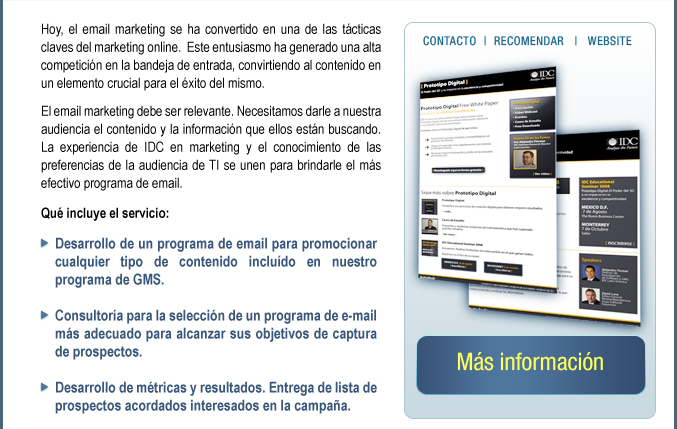IDC EMAIL PROGRAM: IDC le garantiza llegar a la audiencia correcta con el contenido adecuado.